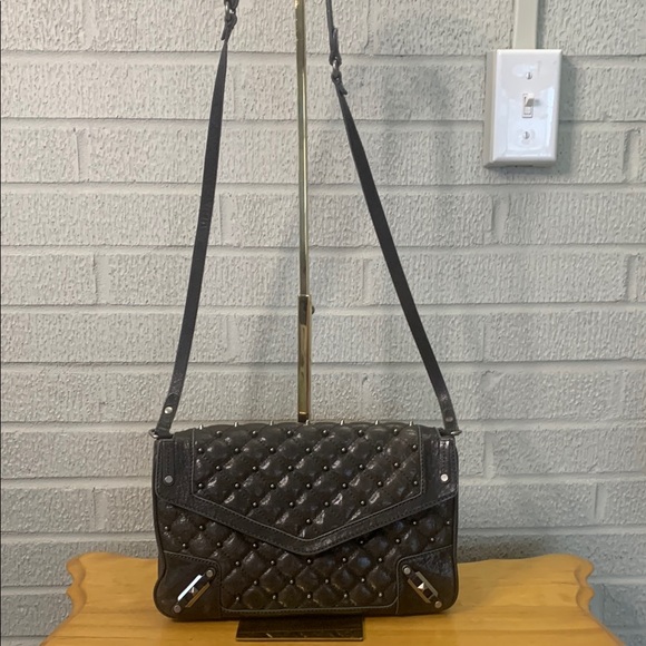 Rebecca Minkoff Brown Leather Quilted Studded Crossbody Messenger Bag VGUC - Picture 4 of 17